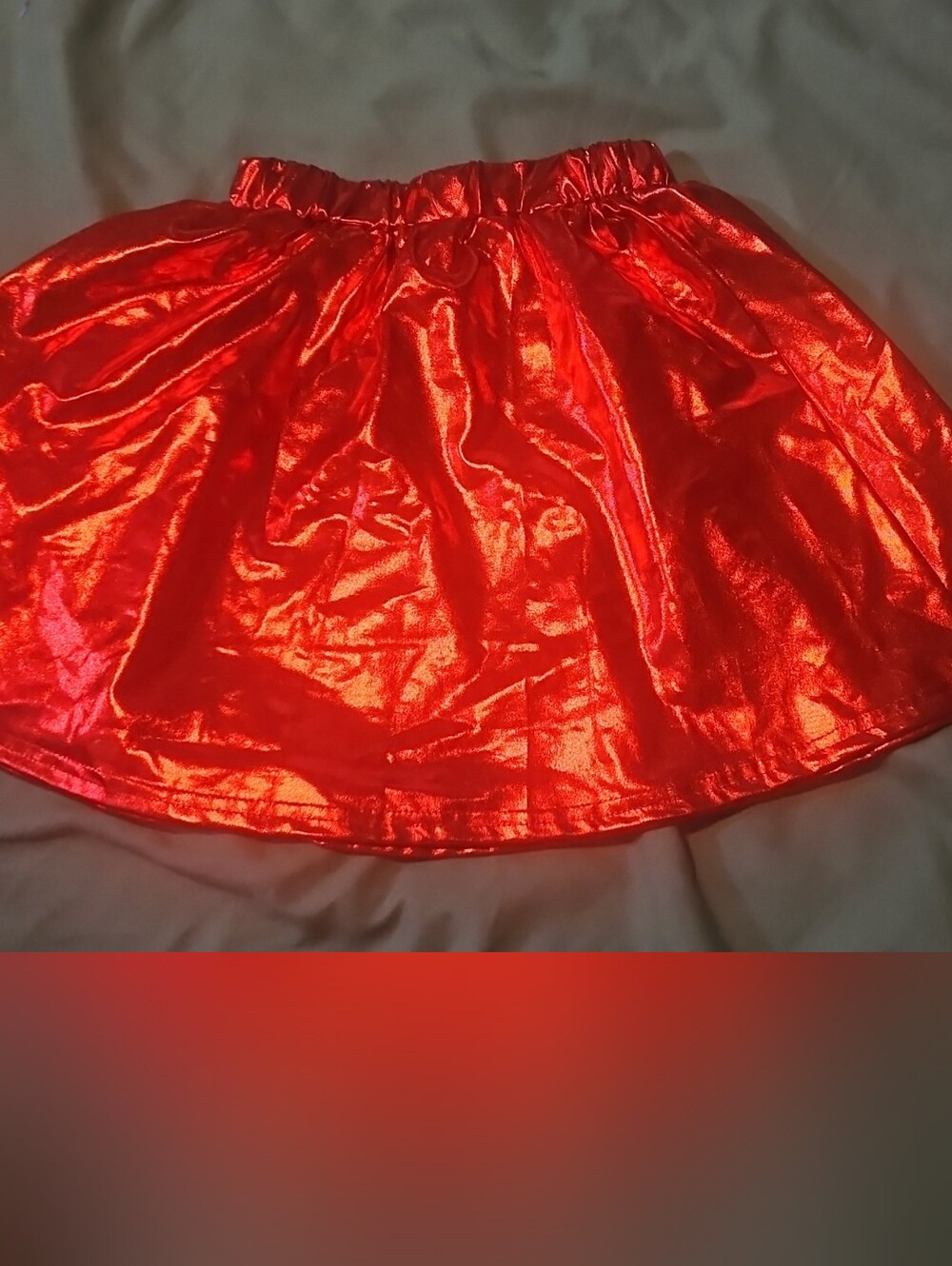 Girls' Shimmering Red Metallic A-Line Skirt